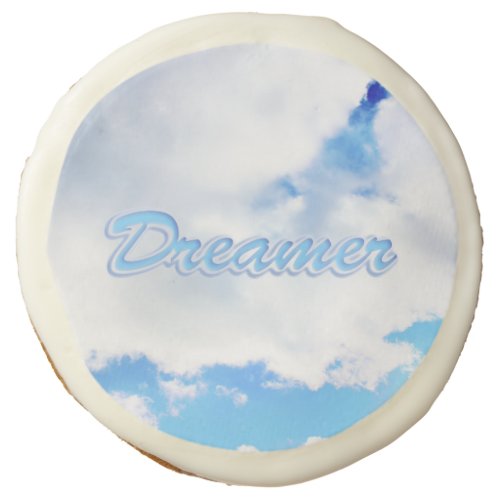 Dreamer Puffy White Clouds and Blue Sky Sugar Cookie