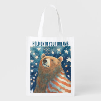 Dreamer Stars and Stripes Bear Grocery Bag