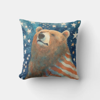 Dreamer Stars and Stripes Bear Throw Pillow