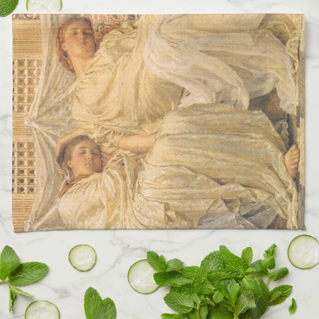 Dreamers by Albert Joseph Moore, Victorian Art Kitchen Towel (Folded)