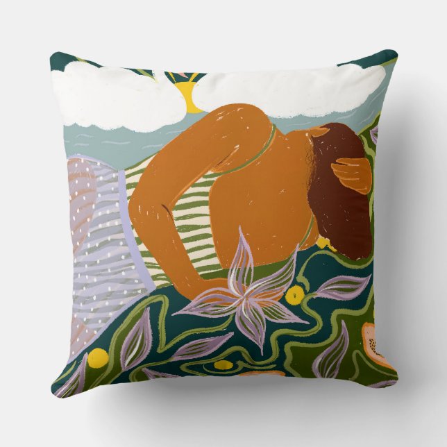 Dreamer's Swan Clouds Throw Pillow (Back)