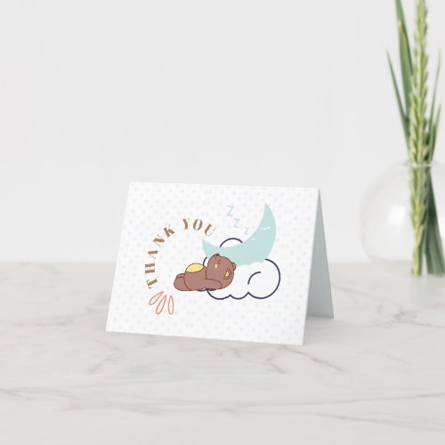 Dreaming Baby Bear On Cloud Baby Shower Thank You Card