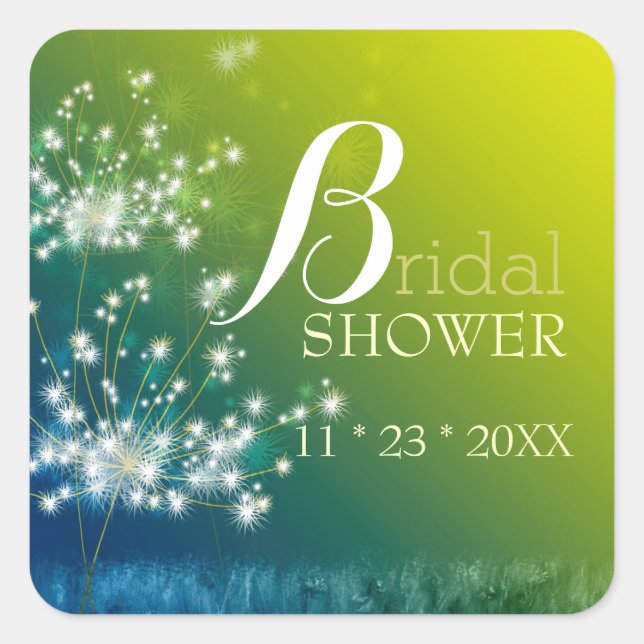 Dreaming Dandelions Bridal Shower Square Sticker (Front)