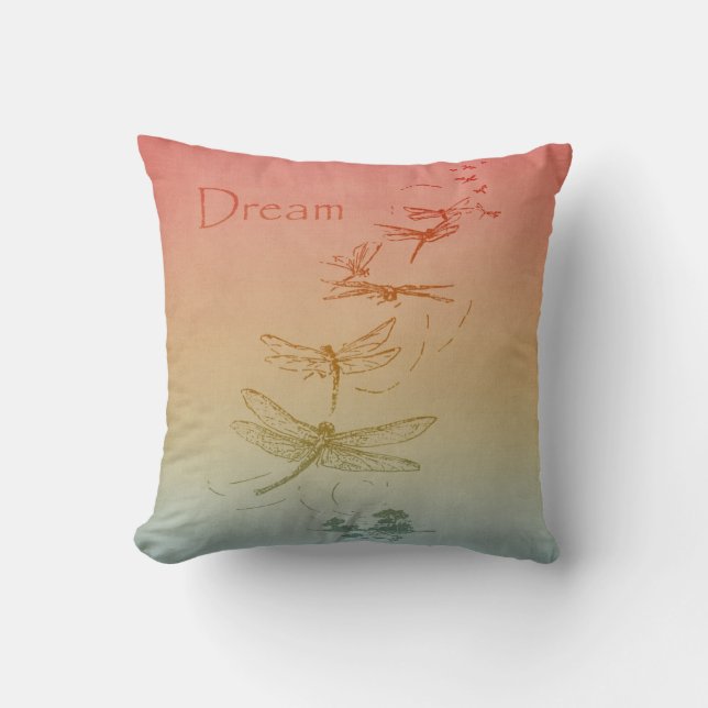 Dreaming Dragonflies Throw Pillow (Front)