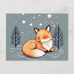 Dreaming Fox Night Sky Postcard
