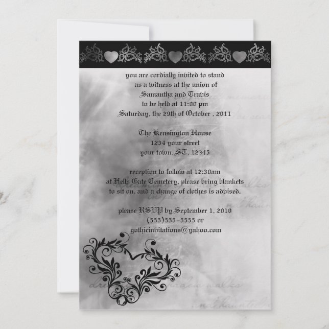 Dreaming Hearts Gothic Wedding Invitation (Front)