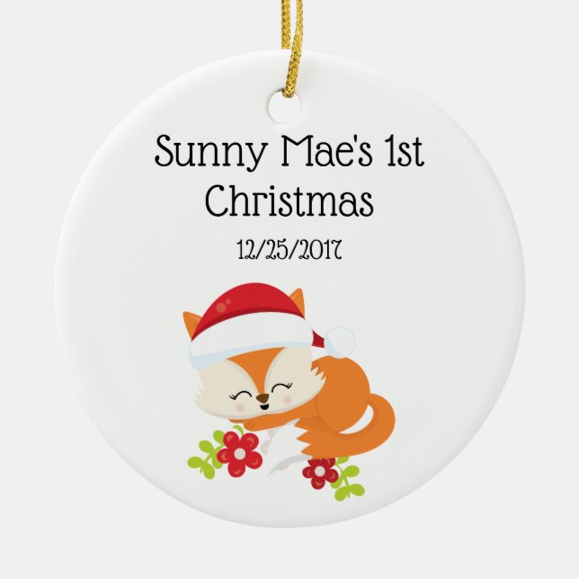 Dreaming Holiday Fox Ornament (Front)
