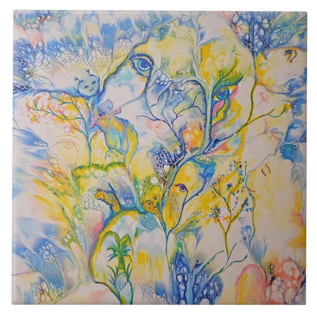 Dreaming in Color abstract Ceramic Tile (Front)