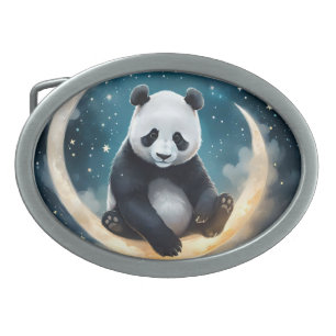 Dreaming in Moonlight: Panda's Celestial Serenade Belt Buckle