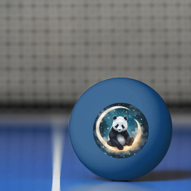 Dreaming in Moonlight: Panda's Celestial Serenade Ping Pong Ball (Net)