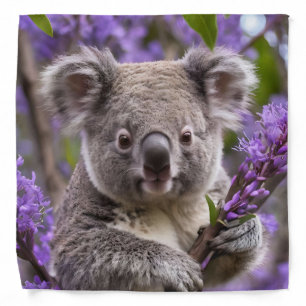 "Dreaming in Purple: A Koala in a Jacaranda Tree Bandana