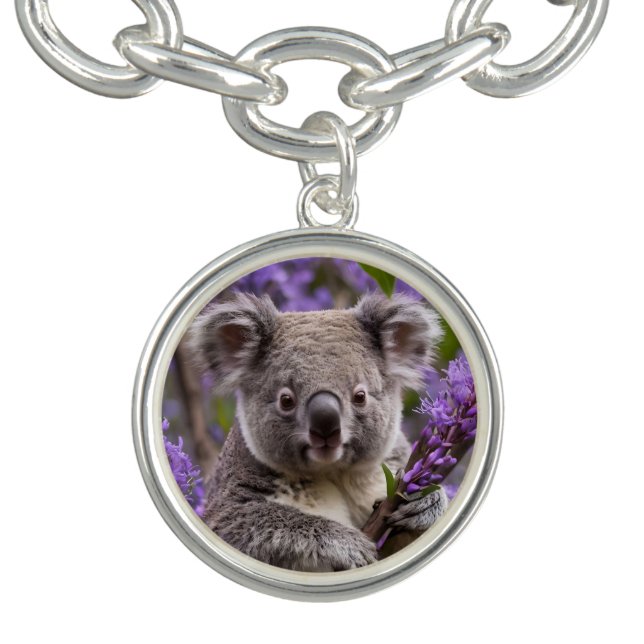 "Dreaming in Purple: A Koala in a Jacaranda Tree Bracelet (Design)