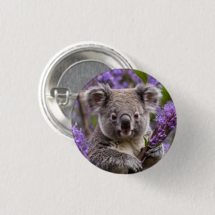 "Dreaming in Purple: A Koala in a Jacaranda Tree Button