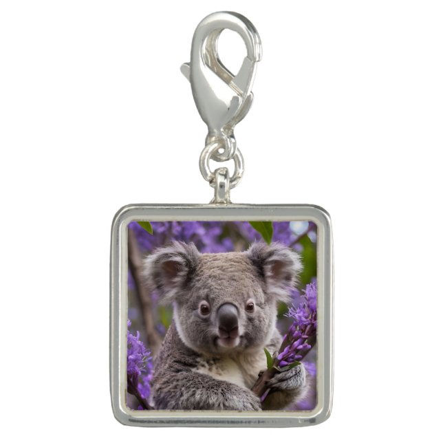 "Dreaming in Purple: A Koala in a Jacaranda Tree Charm (Front)
