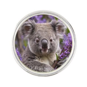 "Dreaming in Purple: A Koala in a Jacaranda Tree Lapel Pin