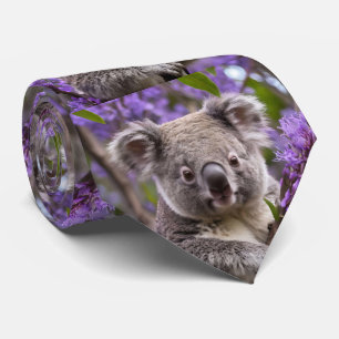 "Dreaming in Purple: A Koala in a Jacaranda Tree Neck Tie
