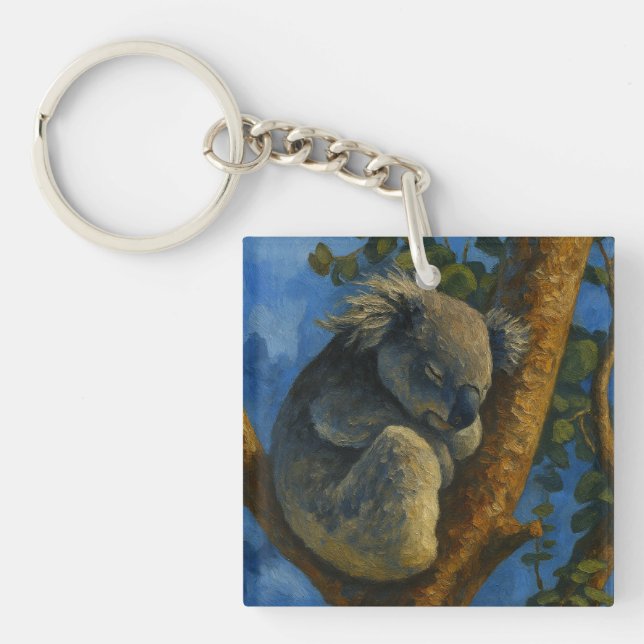 Dreaming in the Eucalyptus – Sleeping Koala Art Keychain (Front)