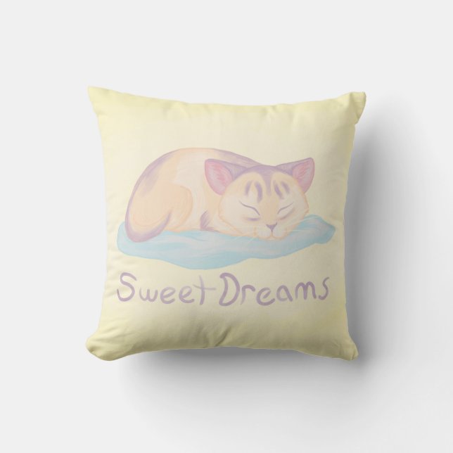 Dreaming Kitten Throw Pillow (Front)