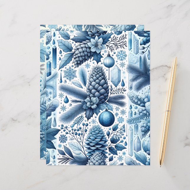Dreaming of a Blue Winter Scrapbook Paper (Front/Back In Situ)