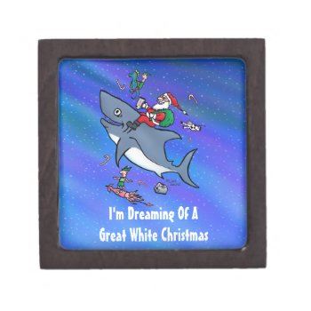 Dreaming Of A Great White Shark Christmas Keepsake Box by BastardCard at Zazzle