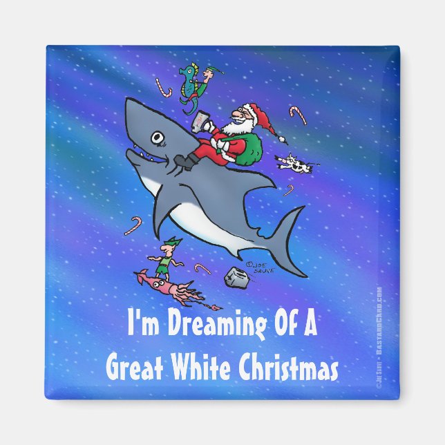 Dreaming Of A Great White Shark Christmas Magnet (Front)