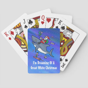 Dreaming Of A Great White Shark Christmas Poker Cards