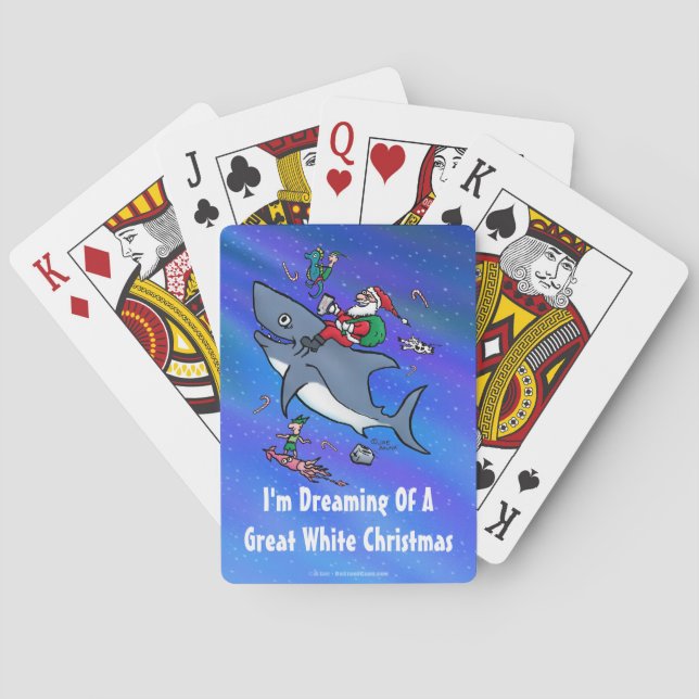 Dreaming Of A Great White Shark Christmas Poker Cards (Back)