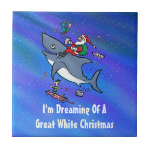 Dreaming Of A Great White Shark Christmas Tile