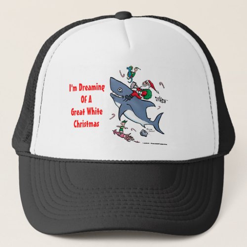Dreaming Of A Great White Shark Christmas Trucker Hat