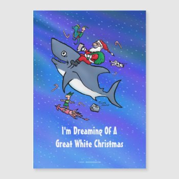 Dreaming Of A Great White Shark Funny Christmas by BastardCard at Zazzle