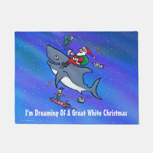Dreaming Of A Great White Shark Funny Christmas Doormat