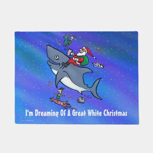 Dreaming Of A Great White Shark Funny Christmas Doormat