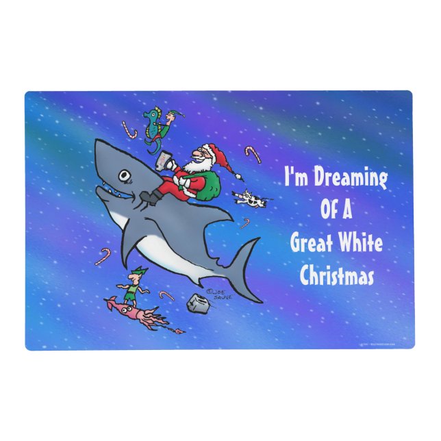 Dreaming Of A Great White Shark Funny Christmas Placemat (Front)