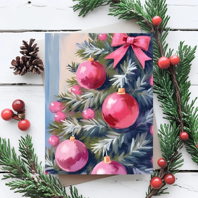 Dreaming of a Pink Christmas | Merry Watercolor Holiday Card (Creator Uploaded)