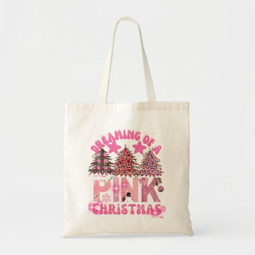 Dreaming of a pink Christmasretro Xmas tree Tote Bag