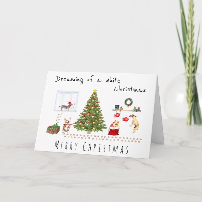 Dreaming of a white christmas naughty muddy dogs card (Front)