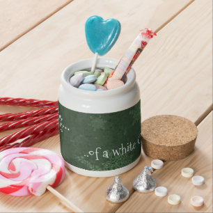 Dreaming of a White Christmas Snowflakes on Green Candy Jar