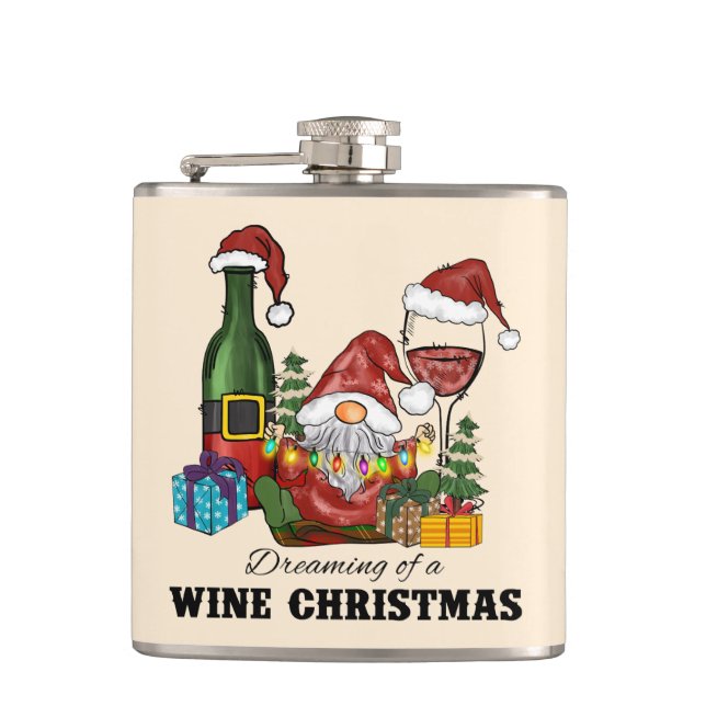Dreaming of A Wine Christmas Flask (Front)