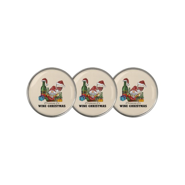Dreaming of A Wine Christmas Golf Ball Marker (3 Up)