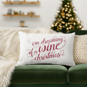 Dreaming of a Wine Christmas Holiday Decor Lumbar Pillow