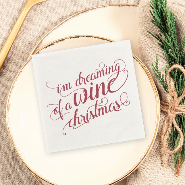 Dreaming of a Wine Christmas | Red & White Party Napkins (Creator Uploaded)