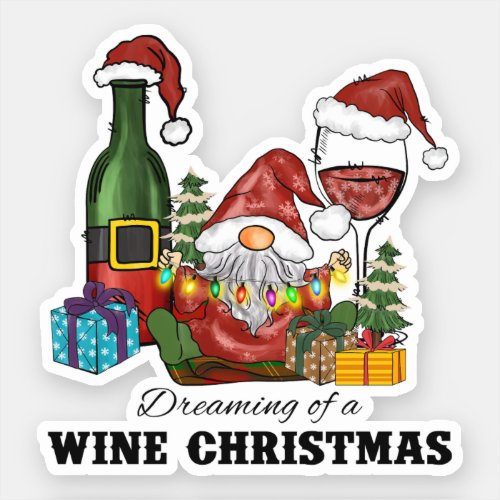 Dreaming of A Wine Christmas Sticker