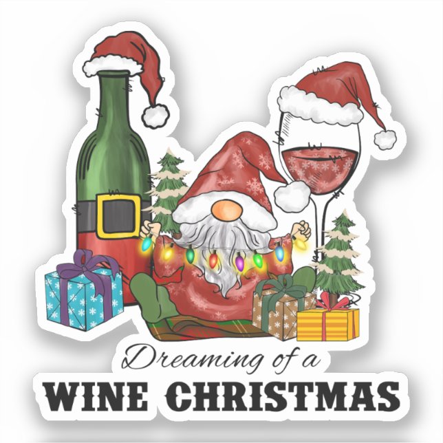 Dreaming of A Wine Christmas Sticker (Front)