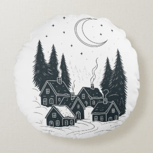 Dreaming of Christmas Night – Double-Sided Winter Round Pillow