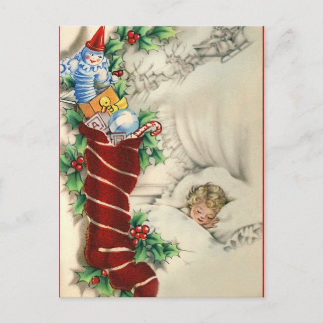 Dreaming of Christmas Vintage retro postcard (Front)