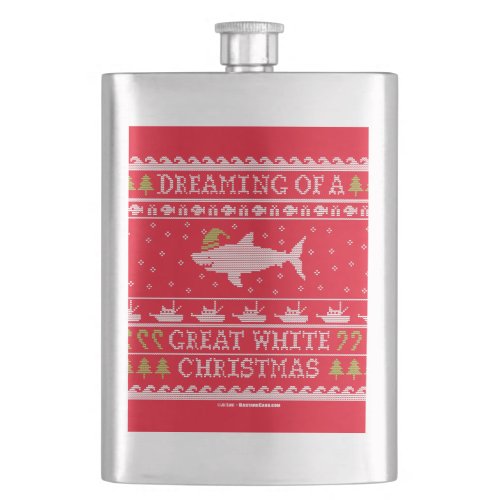 Dreaming of Great White Christmas Ugly Sweater Hip Flask