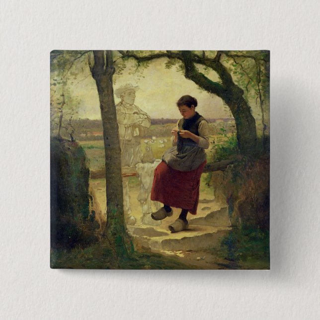 Dreaming of her Love, 1901 Pinback Button (Front)