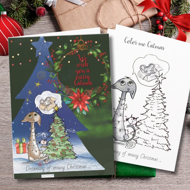 Dreaming of Mousy Christmas  | Cat & Color me Card (Dreaming of Mousy Christmas  Cat & Color me Card)