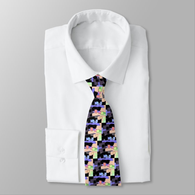"Dreaming of Sky" Geometric Art Tie (Tied)