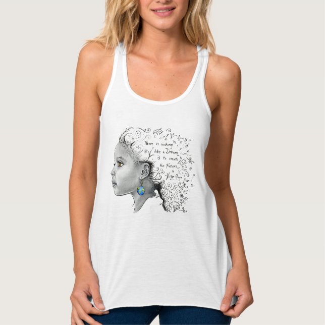 Dreaming of the Future Drawing + Quote Tank Top (Front)